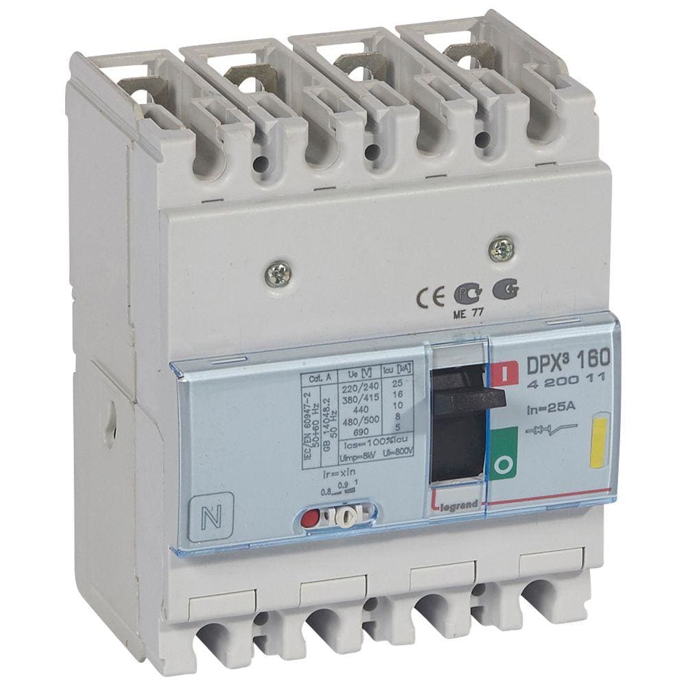 LEGRAND - Automático MCCB DPX³ 160 - magnetotérmico - 4P - Icu 16 kA (400 V~) - In 25A