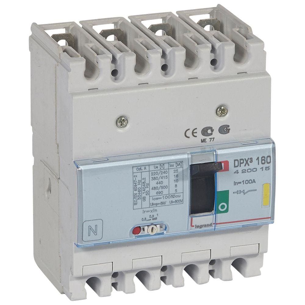 LEGRAND - Automático MCCB DPX³ 160 - magnetotérmico - 4P - Icu 16 kA (400 V~) - In 100A