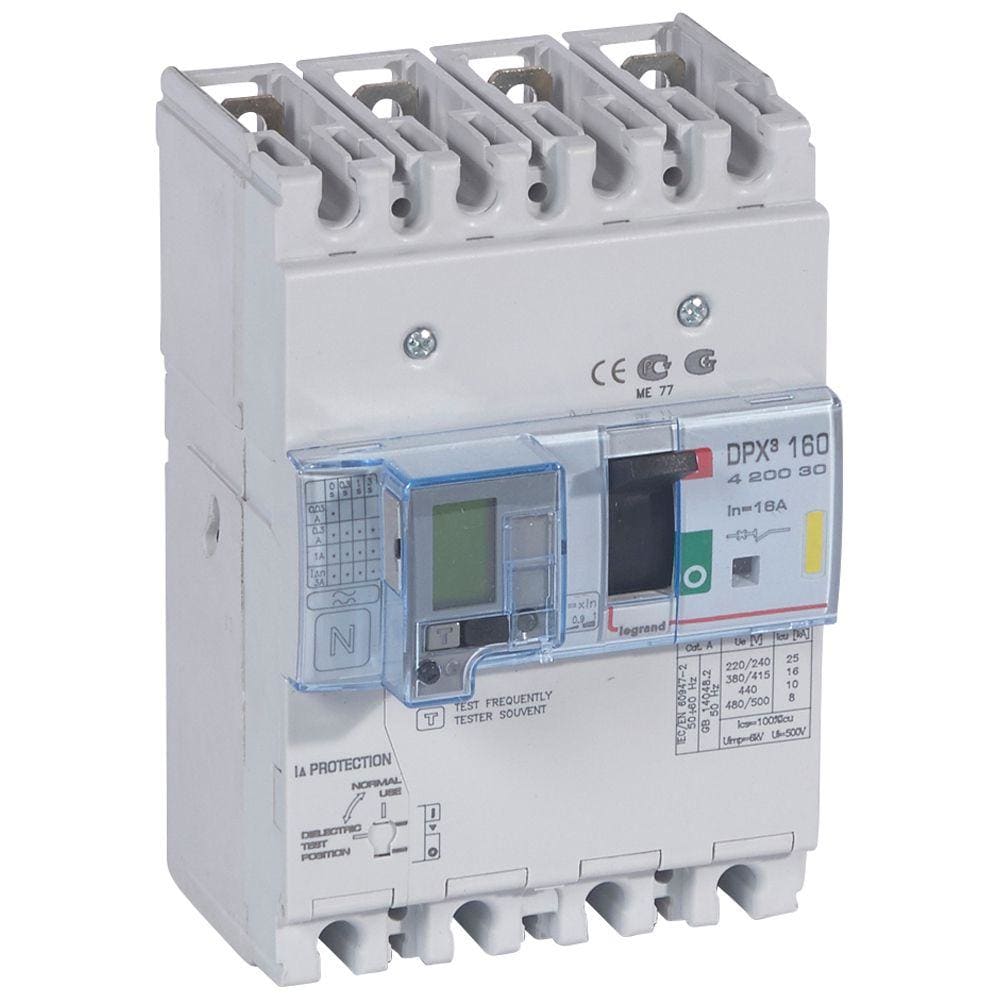 LEGRAND - Automático MCCB DPX³ 160 - magnetotérmico diferencial -- 4P - Icu 16 kA (400 V~) - In 16A