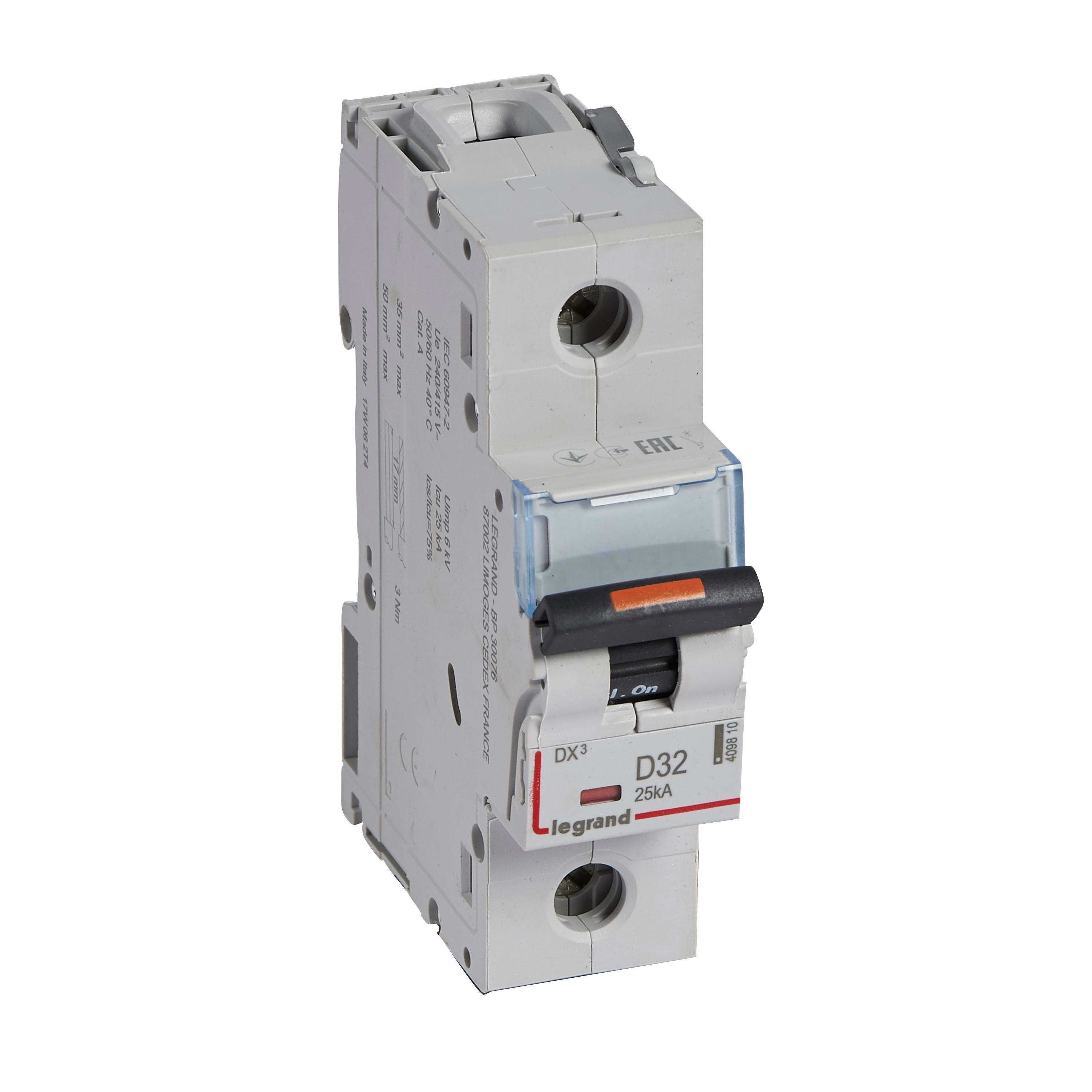 LEGRAND - Magnetotérmico DX³ 25kA - 1P - 230/400V~ - 32A - curva D