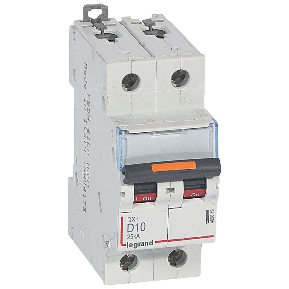 LEGRAND - Magnetotérmico DX³ 25kA - 2P - 230/400V~ - 10A - curva D