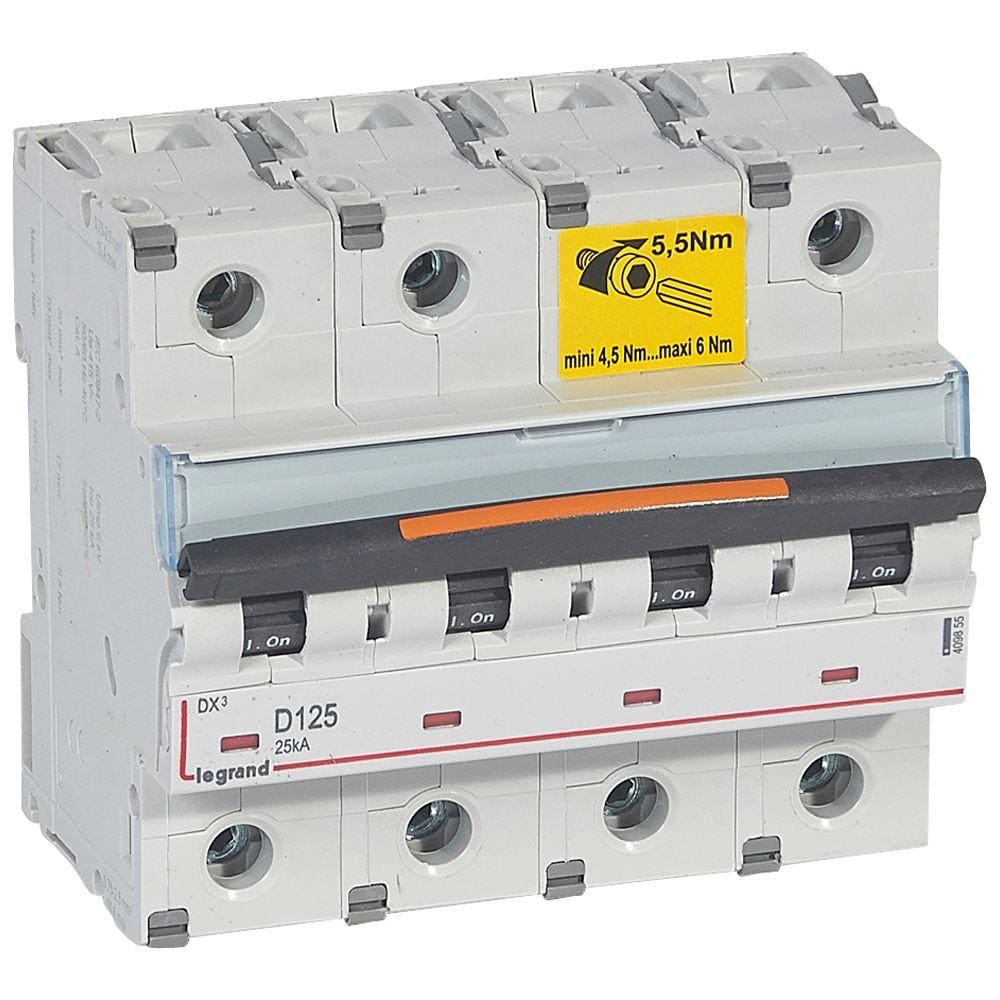 LEGRAND - Magnetotérmico DX³ 25kA - 4P - 400V~ - 125A - curva D