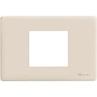 BTICINO - Placa embellecedora Magic de color resina marfil de 2 módulos centrados