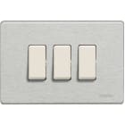 BTICINO - Placa embellecedora Magic de color aluminio natural de 3 módulos