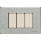 BTICINO - Placa embellecedora Magic de color aluminio natural de 3 módulos