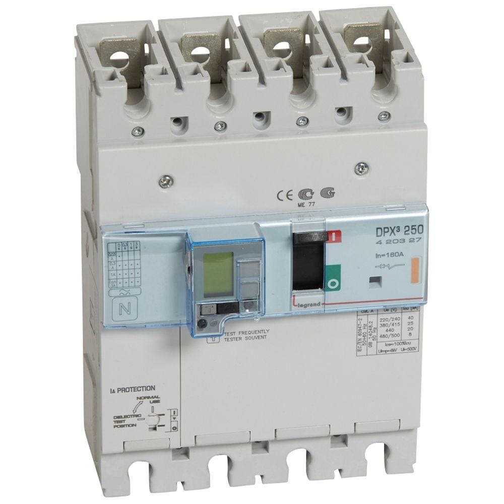 LEGRAND - Automático MCCB DPX³ 250 - electrónico+dif - 4P - Icu 25 kA (400 V~) - In 160A