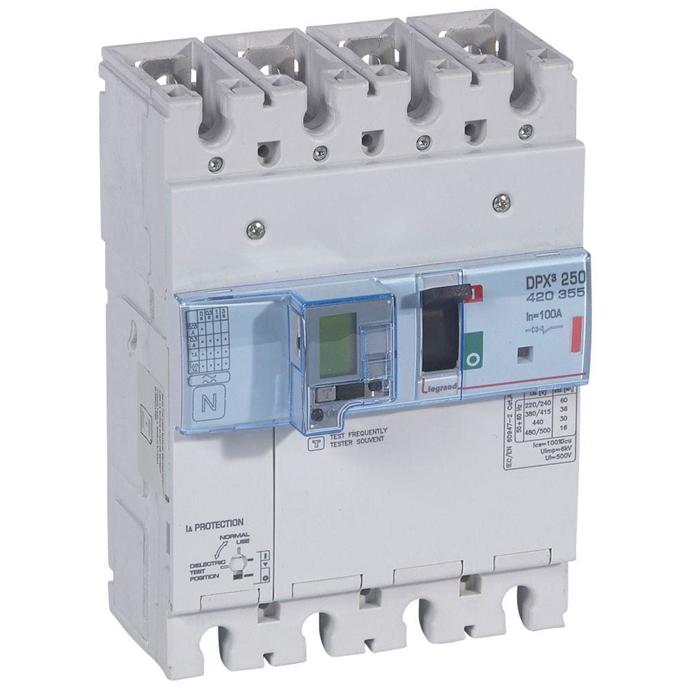 LEGRAND - Automático MCCB DPX³ 250 - electrónico+dif - 4P - Icu 36 kA (400 V~) - In 100A
