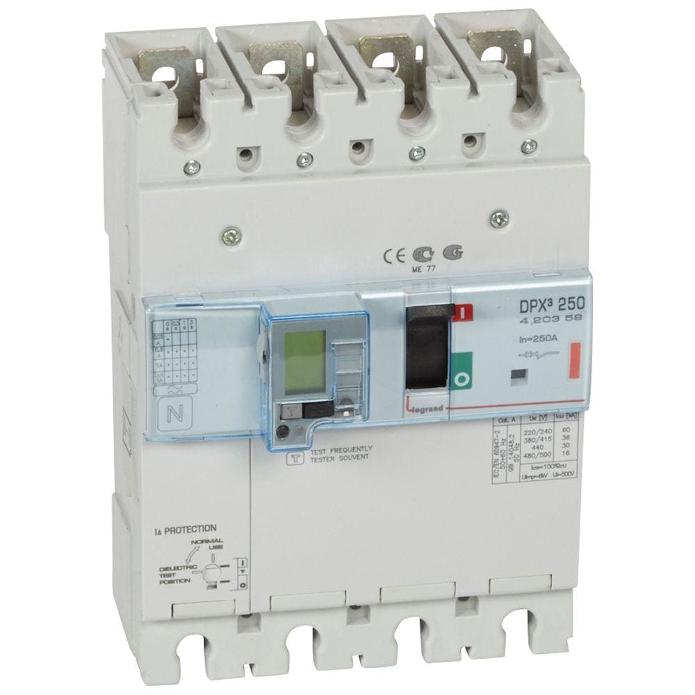 LEGRAND - Automático MCCB DPX³ 250 - electrónico+dif - 4P - Icu 36 kA (400 V~) - In 250A