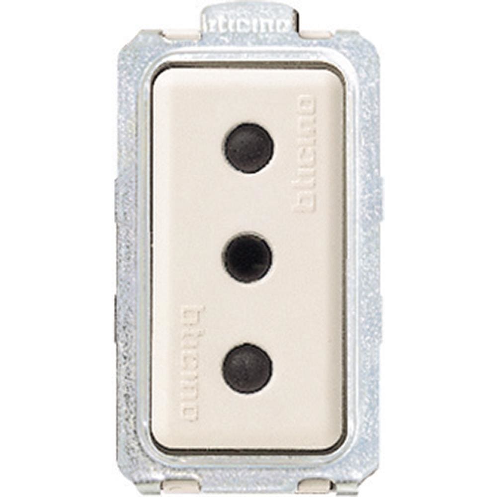BTICINO - Base 2P+T Magic - estándar italiano - 10A - conexión por tornillos - Marfil