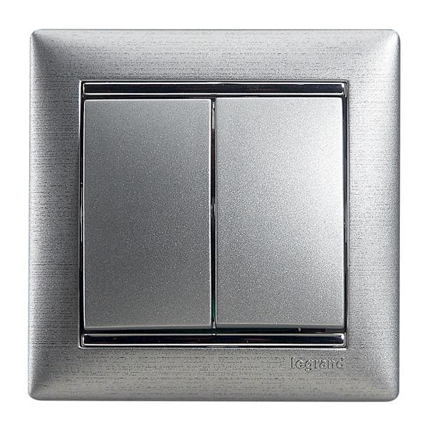 LEGRAND - Interruptor Valena - doble - unipolar - 10 AX - 250V~ - Aluminio brillante