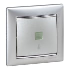LEGRAND - Pulsador Valena - luminoso con símbolo de lámpara - 10A - 230 V~ - Aluminio brillante