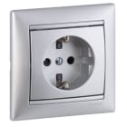 LEGRAND - Base de corriente Valena - 2P+T con obturadores - Bornes con tornillos-10/16A - 230 V~- Aluminio brillante