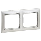 LEGRAND - Placa embellecedora Valena de 2 elementos de color aluminio brillante para montaje horizontal