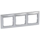 LEGRAND - Placa embellecedora Valena de 3 elementos de color aluminio brillante para montaje horizontal