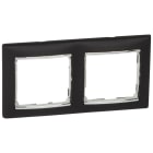 LEGRAND - Placa embellecedora Valena de 2 elementos de color negro y plata para montaje horizontal