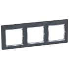 LEGRAND - Placa embellecedora Valena de 3 elementos de color negro y plata para montaje horizontal