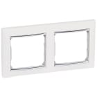 LEGRAND - Placa embellecedora Valena de 2 elementos de color blanco y plata para montaje horizontal