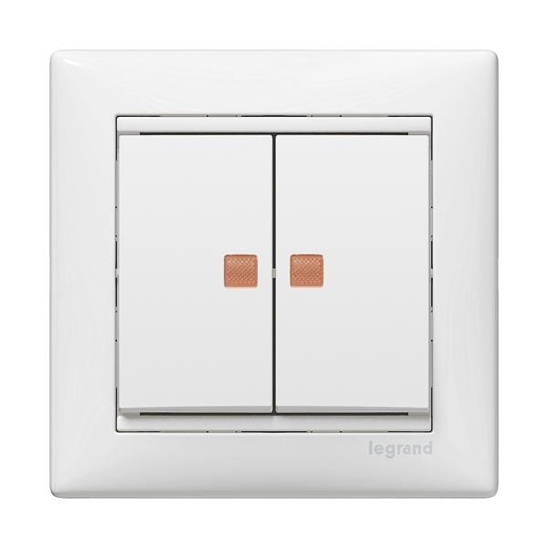 LEGRAND - Interruptor Valena - doble - luminoso - unipolar - 10 AX - 250V~ - Blanco