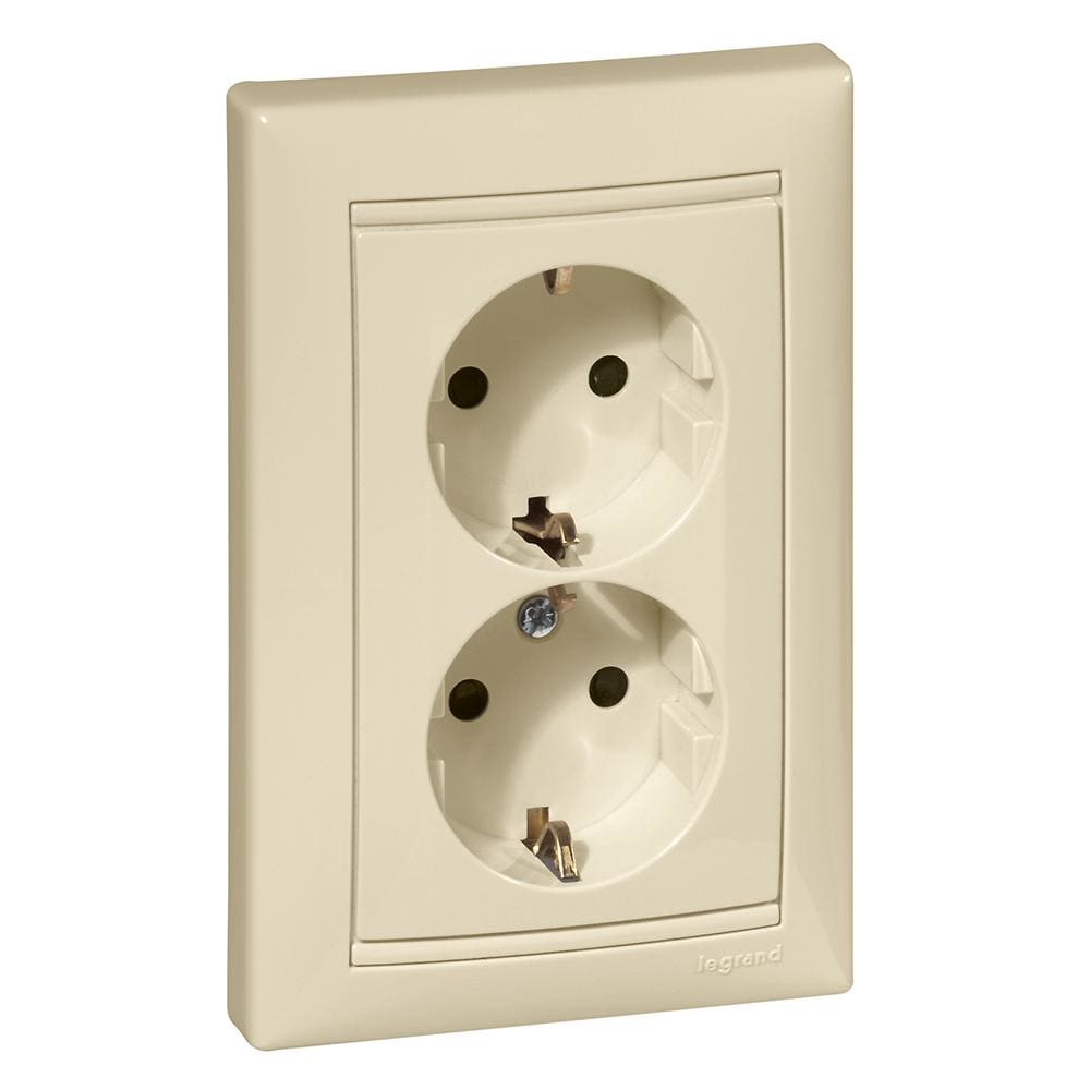 LEGRAND - Base de corriente Valena - 2x2P+T con obturadores - 16A/230V - monobloc - Marfil