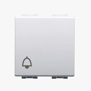 BTICINO - Pulsador Luna símbolo campana 10A - 250V~~ - borne tornillo - 2 módulos - Blanco