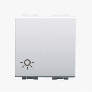 BTICINO - Pulsador Luna símbolo lámpara 10A - 250V~~ - borne tornillo - 2 módulos - Blanco