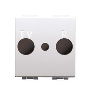 BTICINO - Frontal TV-R universal Luna - Blanco - 2 módulos