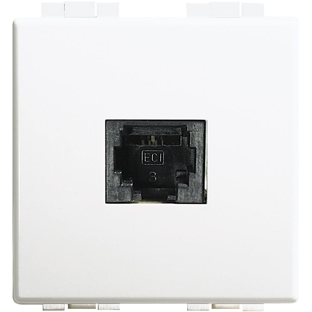 BTICINO - Base teléfono RJ11 Luna - 4 contactos - 2 módulos - Blanco