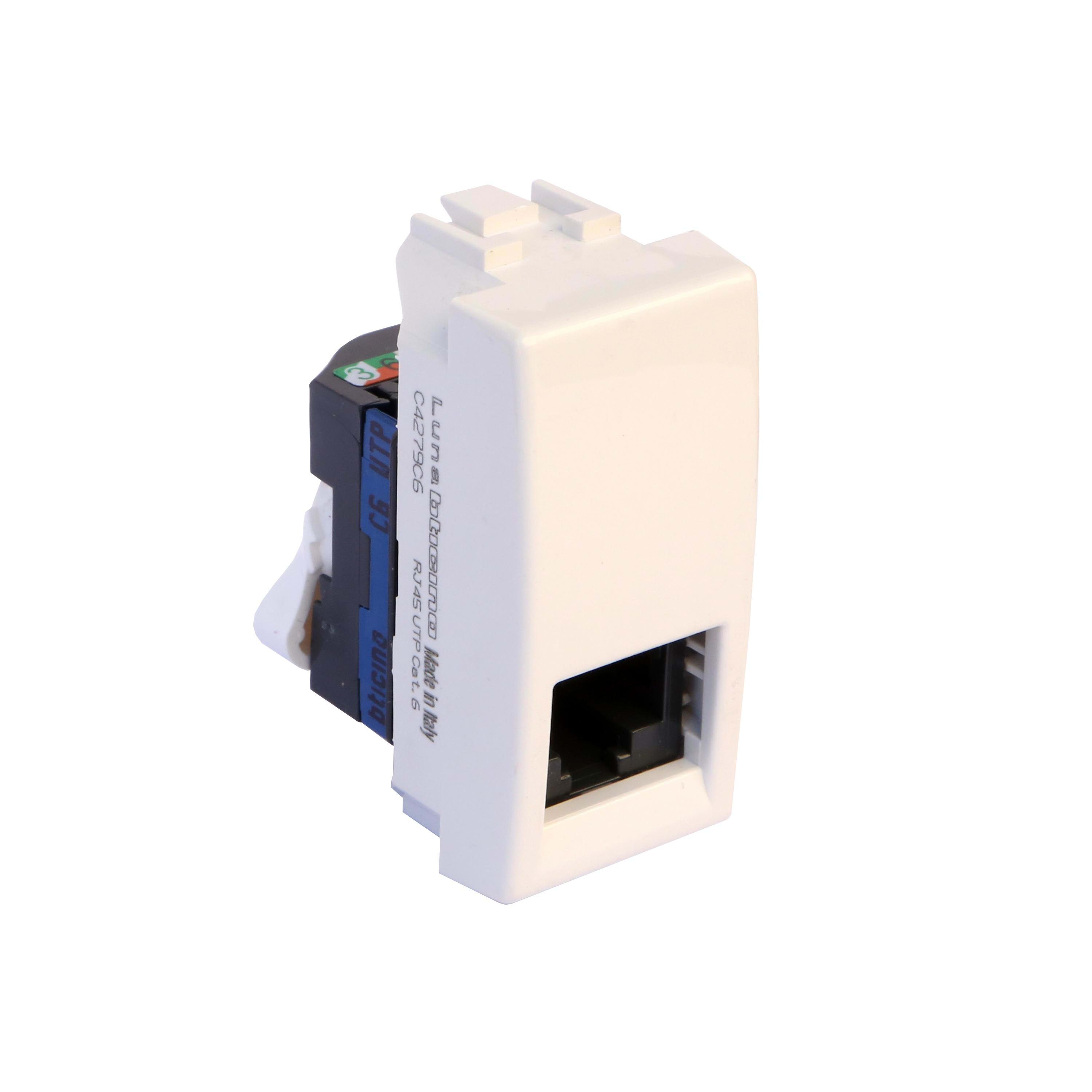 BTICINO - Base RJ45 Luna - Cat. 6 - UTP - 1 módulo - Blanco