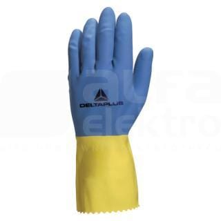 DELTA PLUS - Guante limpieza de latex azul/amarillo 30cm talla 6,5