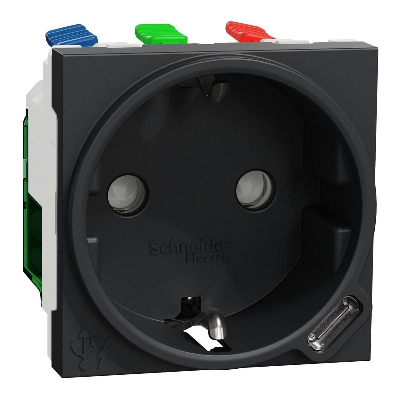 Schneider Electric - Toma de corriente alemana + USB C 10,5W antracita