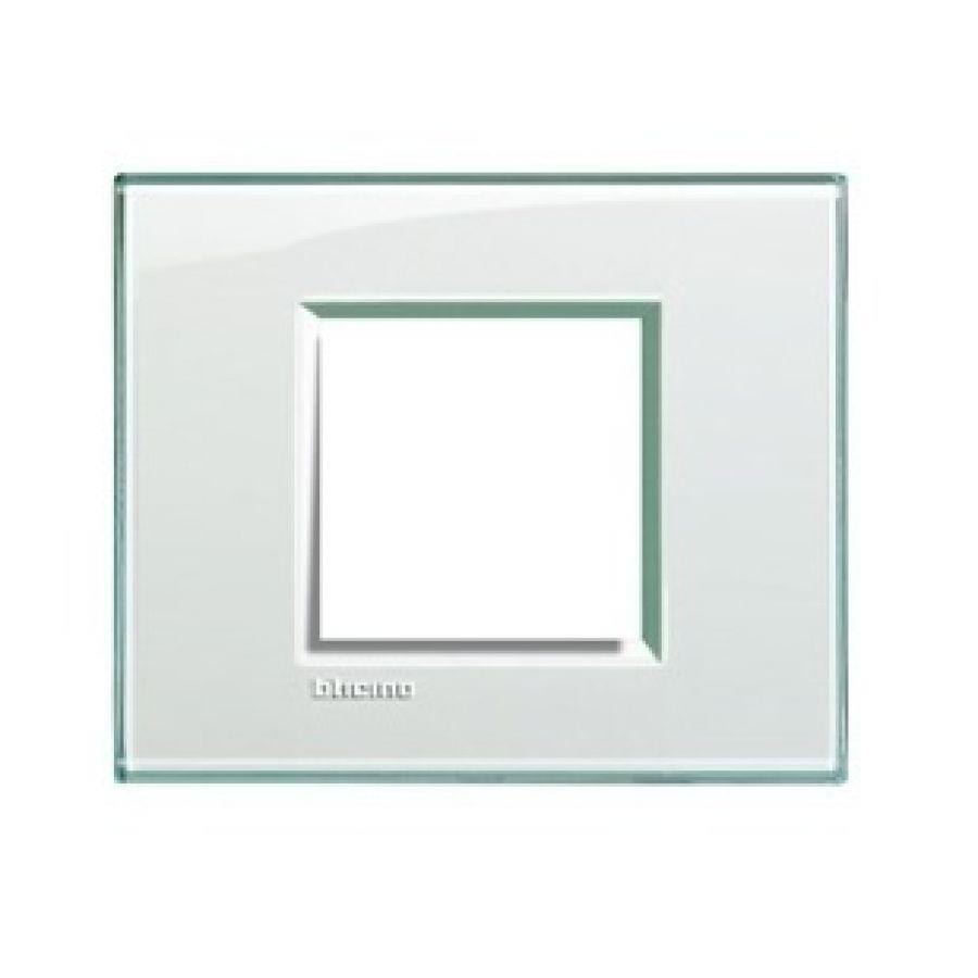BTICINO - Placa embellecedora cuadrada Livinglight transparente personalizable - 2 módulos centrados