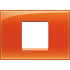 BTICINO - Placa embellecedora Livinglight de color Naranja Deep - 2 módulos centrados