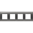 BTICINO - Placa embellecedora Livinglight de color Fumé - 2 x 4 módulos