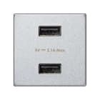 SIMON - Cargador SIMON K45 USB doble con 1 módulo 2,1A aluminio