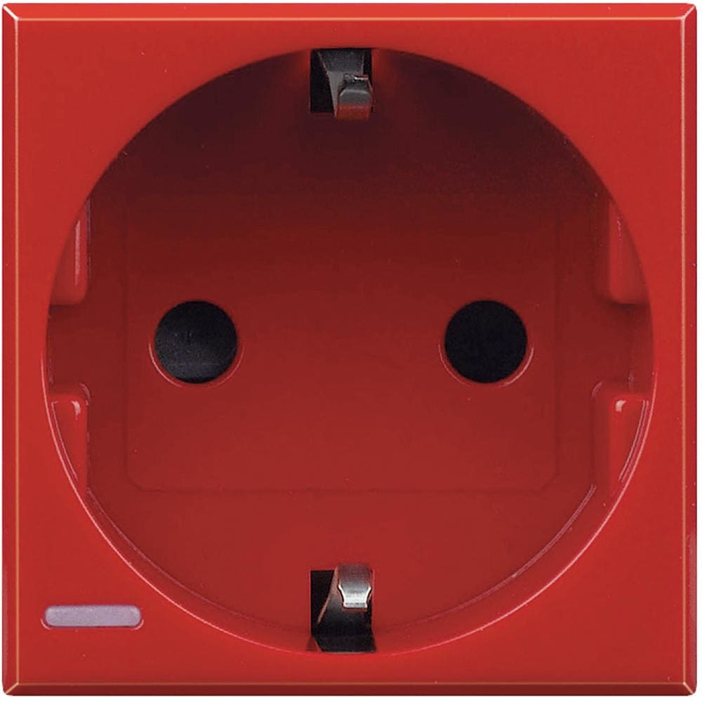 BTICINO - Base 2P+T Axolute - conexión por tornillos - Rojo - 2 módulos