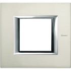 BTICINO - Placa embellecedora recta Axolute de color Aluminio satinado - 2 módulos