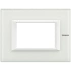 BTICINO - Placa embellecedora recta Axolute de color Cristal Blanco - 3 módulos