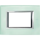 BTICINO - Placa embellecedora recta Axolute de color Kristall - 3 módulos