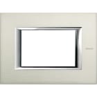 BTICINO - Placa embellecedora recta Axolute de color Aluminio satinado - 3 módulos