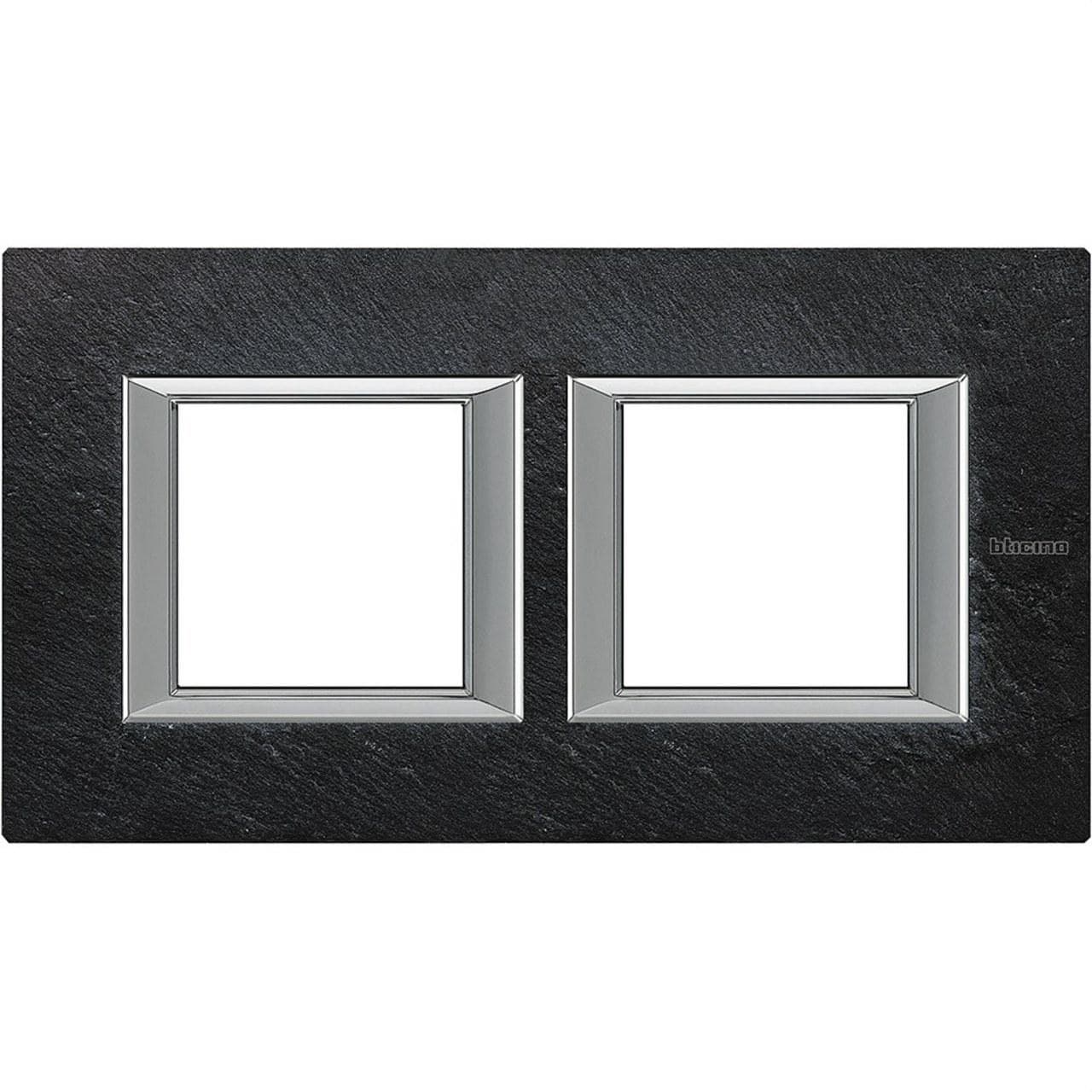 BTICINO - Placa 2+2 módulos horizontal piedra ardesia