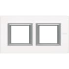 BTICINO - Placa embellecedora recta Axolute de color Cristal Blanco - 2 x 2 módulos - entreeje 71 - horizontal