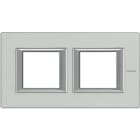 BTICINO - Placa 2+2 módulos horizontal en aluminio pulido