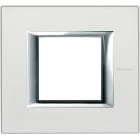 BTICINO - Placa embellecedora recta Axolute de color Plata satinado - 2 módulos