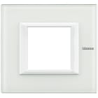 BTICINO - Placa embellecedora recta Axolute de color Cristal Blanco - 2 módulos
