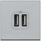 BTICINO - Base cargador doble USB (A) Axolute - 5V - 230V - Tech - 2 módulos