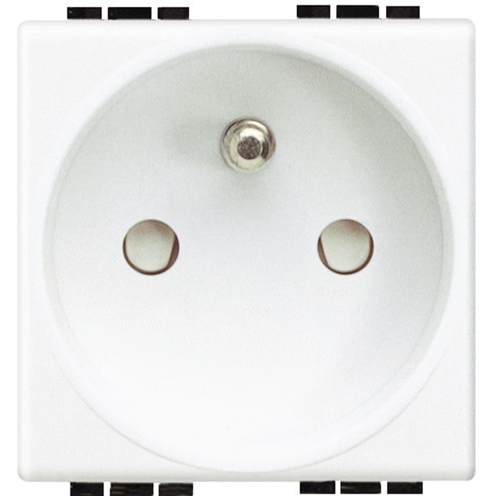BTICINO - Base 2P+T Livinglight - estándar francés - conexión por tornillos - Blanco - 2 módulos
