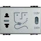 BTICINO - Base afeitadora Livinglight - 230 V~- 115/230 V~ - 3 módulos - Tech