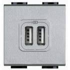 BTICINO - Base cargador USB A+A Livinglight - 2,4A - 5V - 230V - Tech - 2 módulos