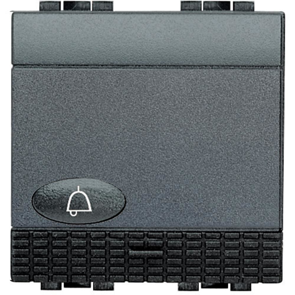 BTICINO - Pulsador luminoso Livinglight símbolo campana 10A - 250 V~ - borne auto - 2 módulos - Antracita