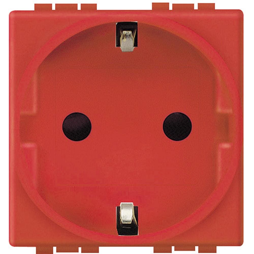 BTICINO - Base 2P+T Livinglight - 16A/230V - conexión por tornillos - Rojo - 2 módulos